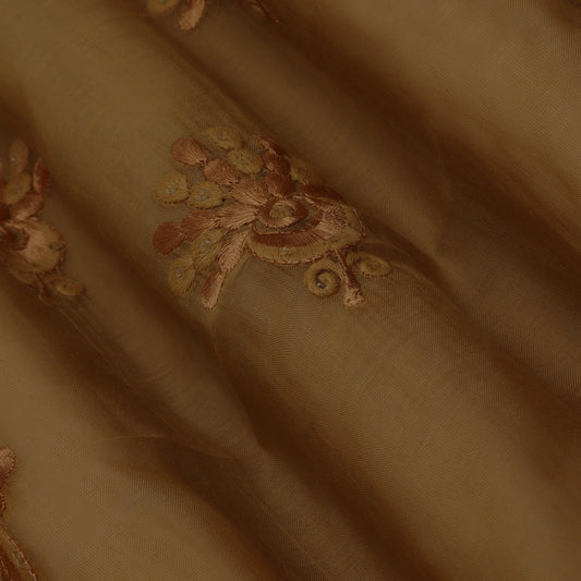 Mustard Color Chanderi Embroidery Fabric