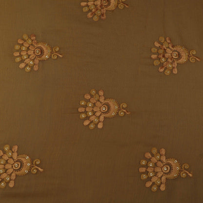 Mustard Color Chanderi Embroidery Fabric