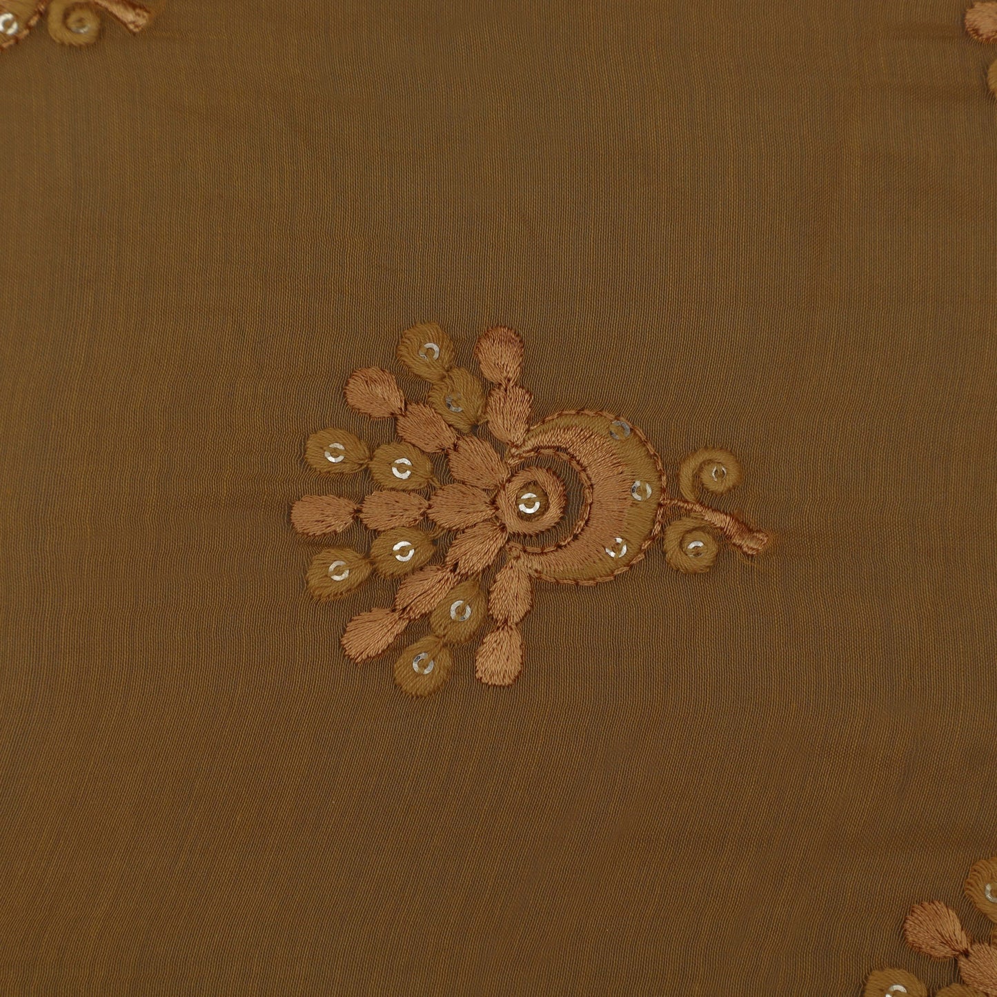 Mustard Color Chanderi Embroidery Fabric