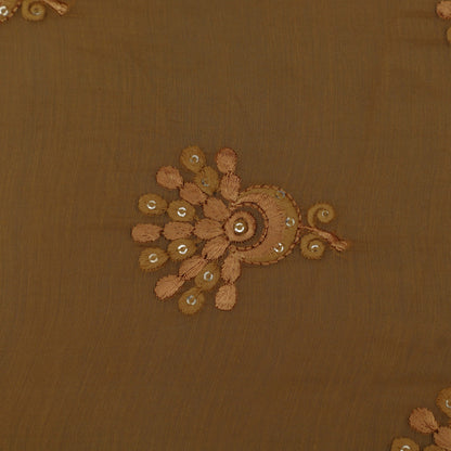 Mustard Color Chanderi Embroidery Fabric