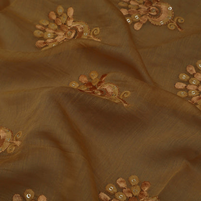 Mustard Color Chanderi Embroidery Fabric