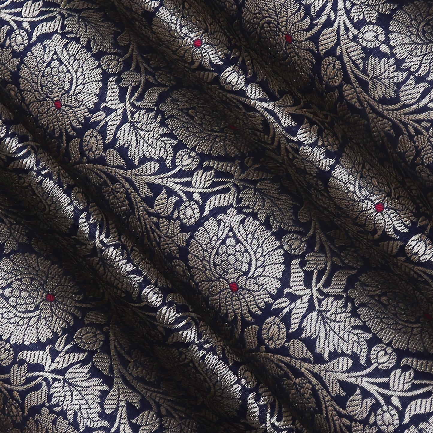 Navy Blue Color Katan  Brocade Fabric