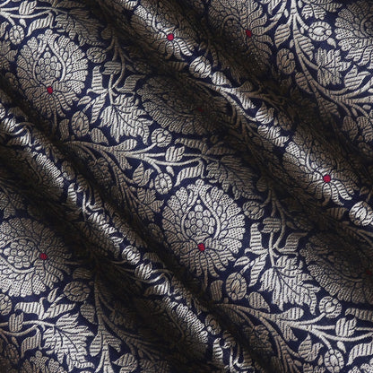 Navy Blue Color Katan  Brocade Fabric