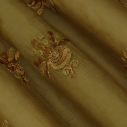 Mustard Color Chanderi Embroidery Fabric