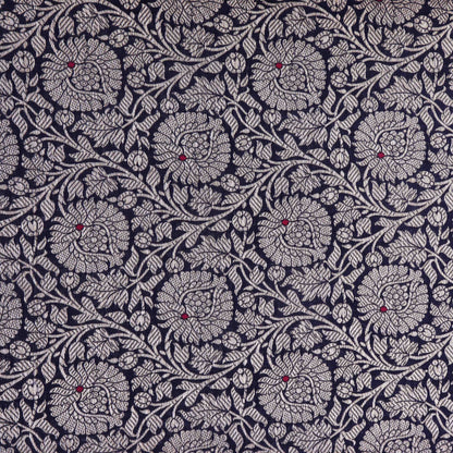 Navy Blue Color Katan  Brocade Fabric