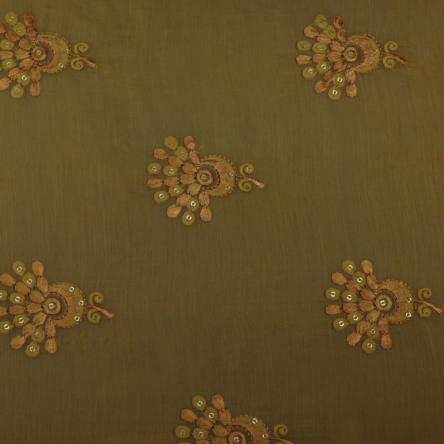 Mustard Color Chanderi Embroidery Fabric