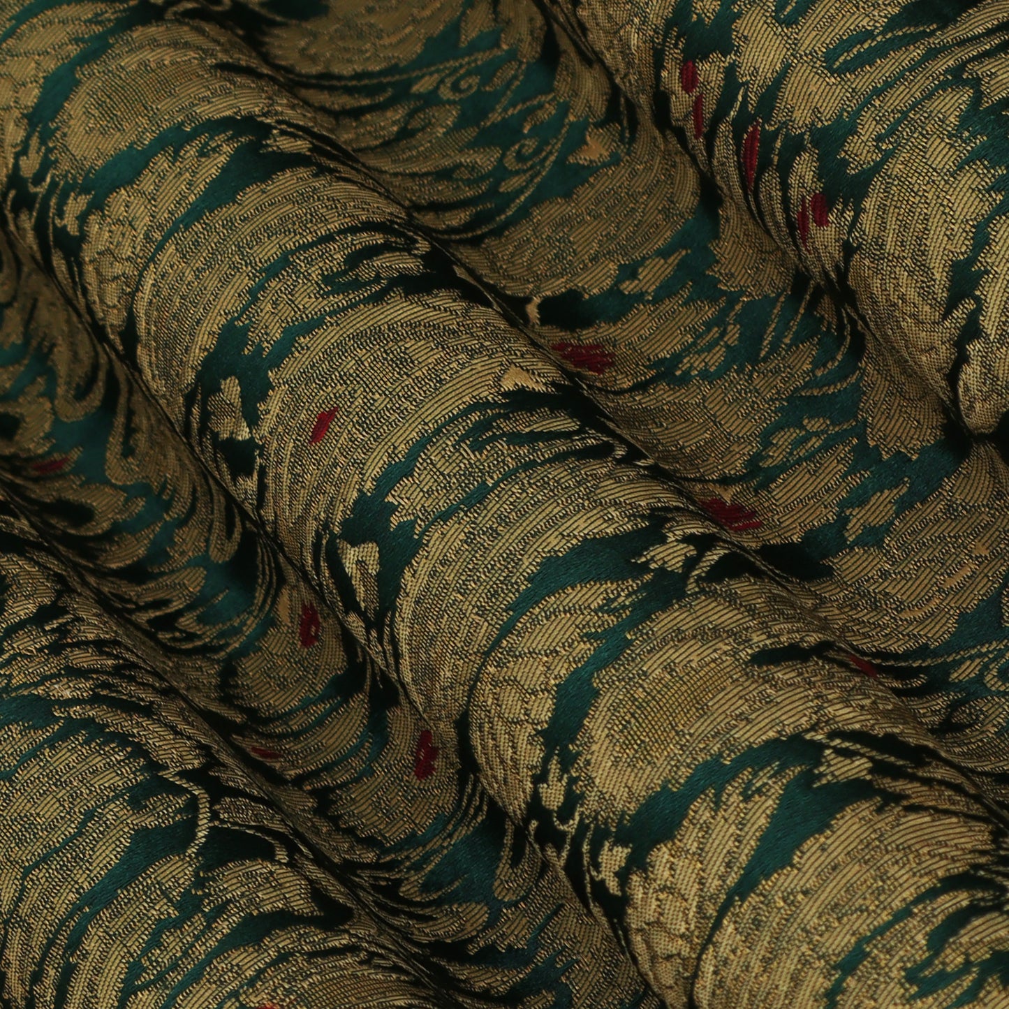 Green Color Kimkhab 36" Brocade Fabric