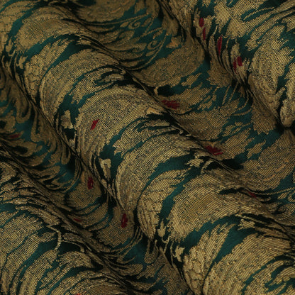Green Color Kimkhab 36" Brocade Fabric