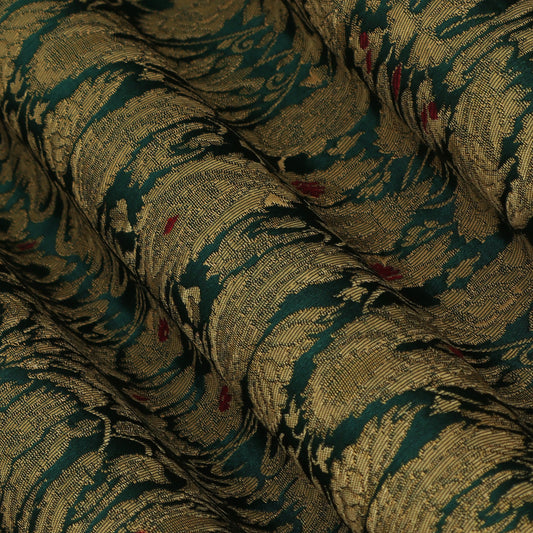 Green Color Kimkhab 36" Brocade Fabric