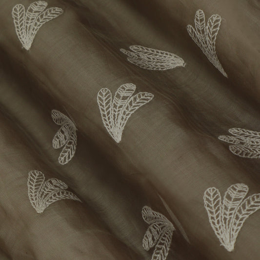 Mouse Color Chanderi Booti  Fabric