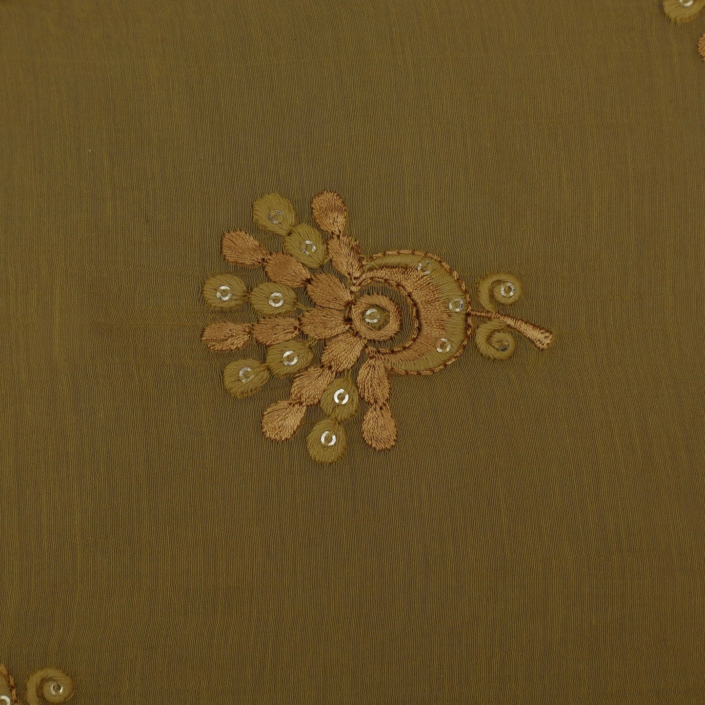 Mustard Color Chanderi Embroidery Fabric