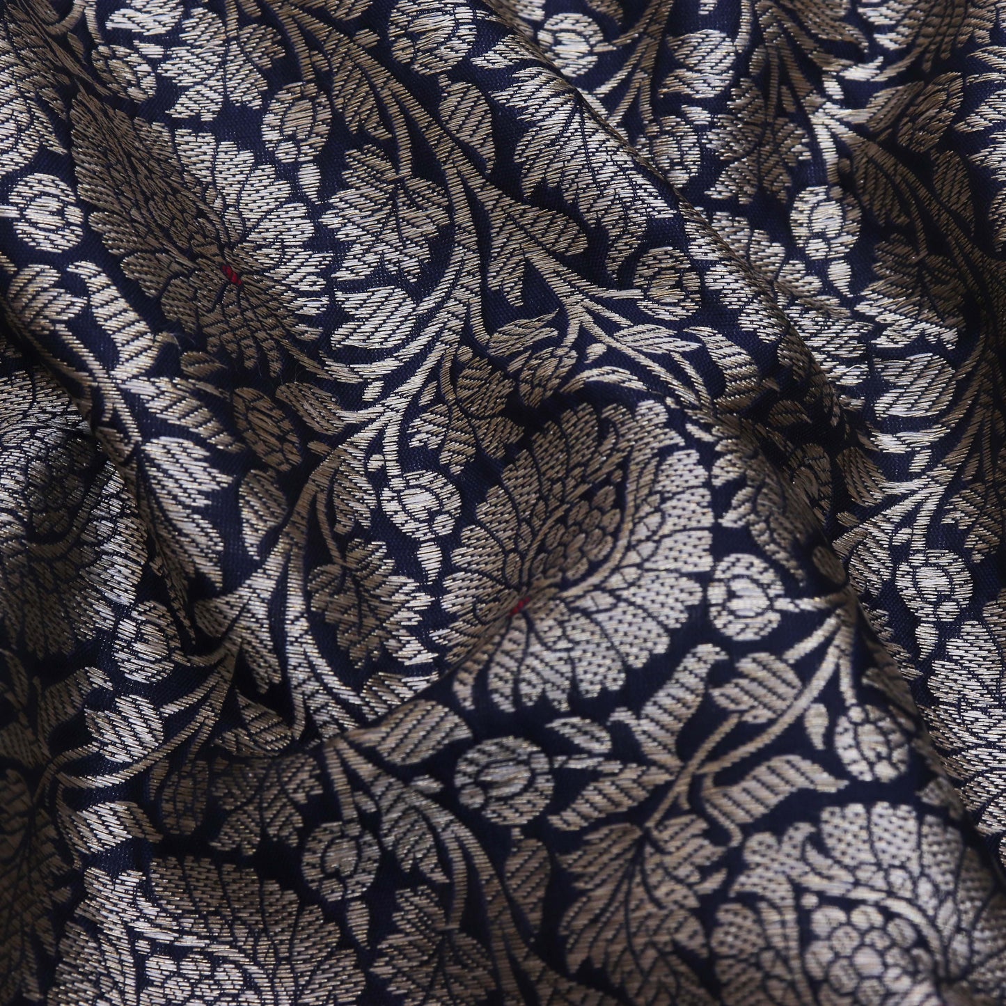 Navy Blue Color Katan  Brocade Fabric
