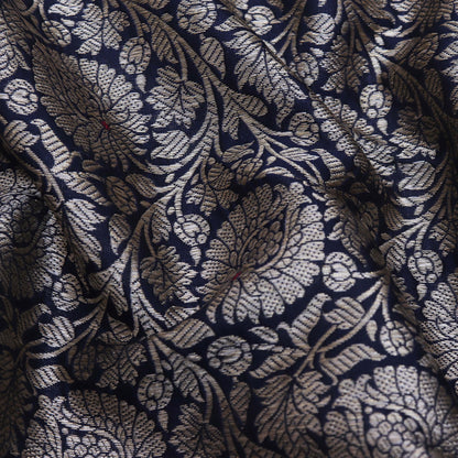 Navy Blue Color Katan  Brocade Fabric