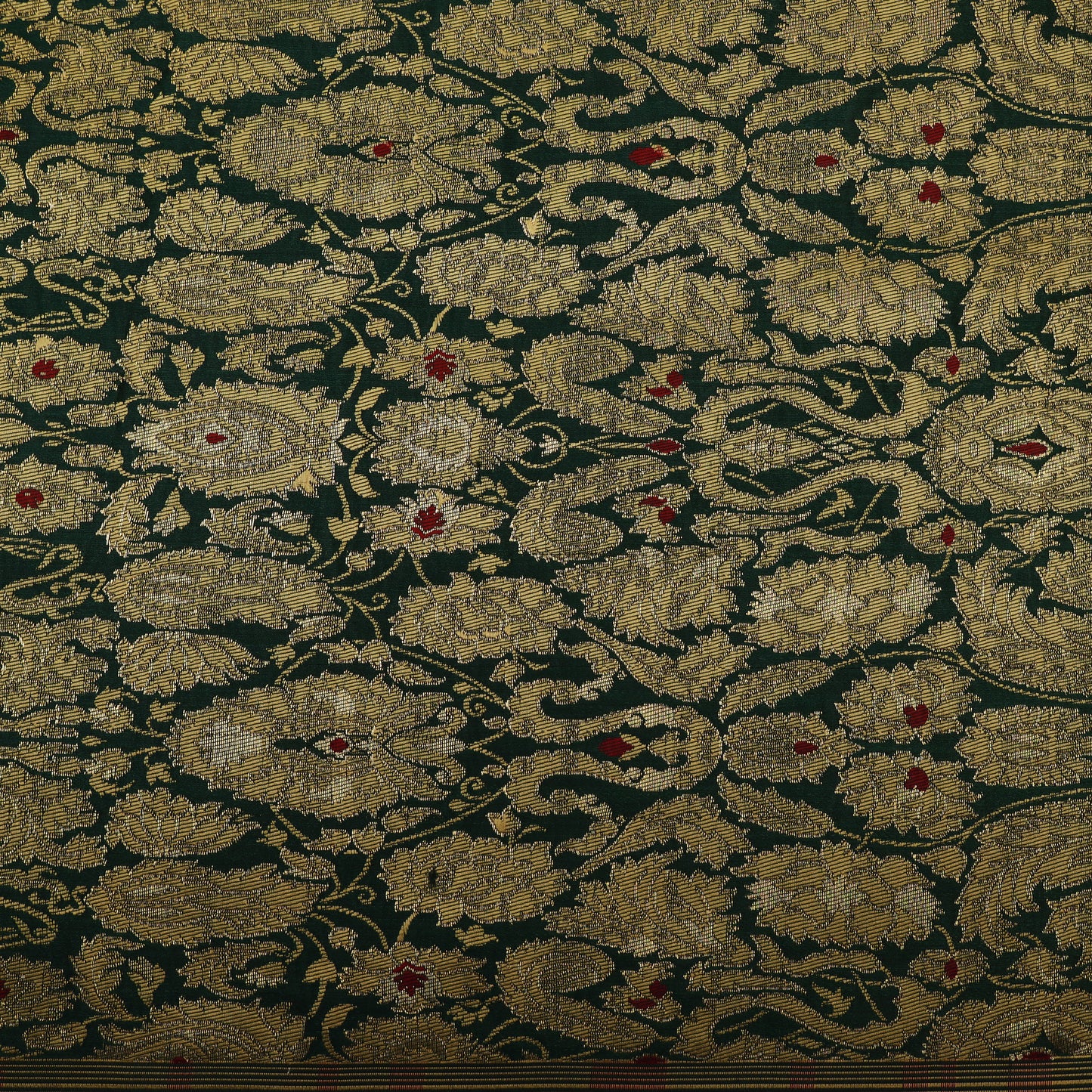 Green Color Kimkhab 36" Brocade Fabric