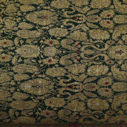 Green Color Kimkhab 36" Brocade Fabric