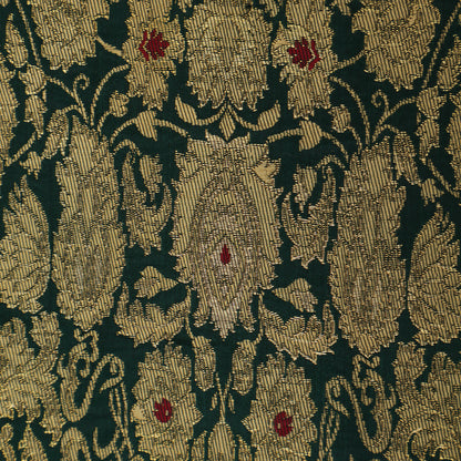 Green Color Kimkhab 36" Brocade Fabric