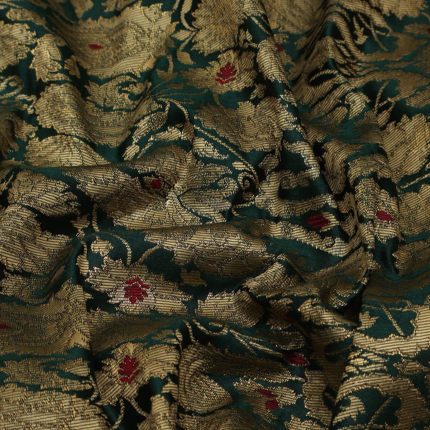 Green Color Kimkhab 36" Brocade Fabric