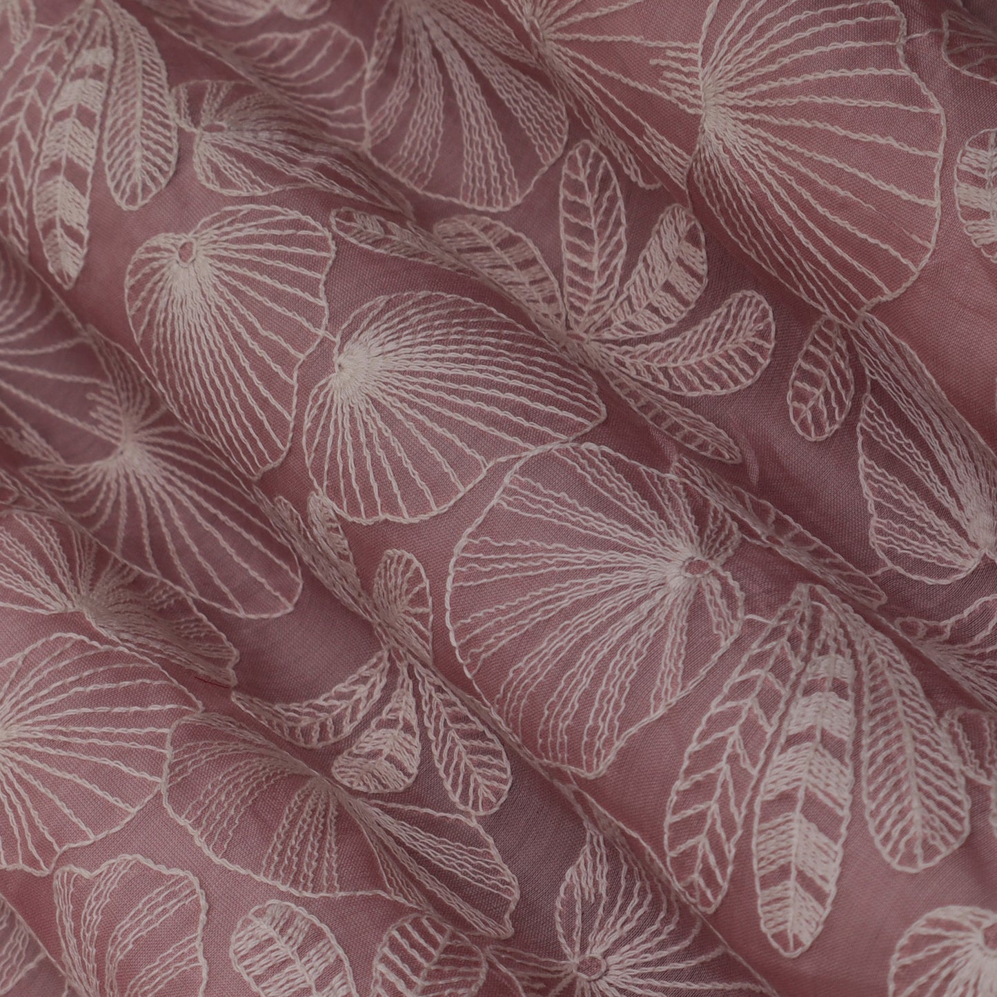 Onion Color Chanderi Embroidery Fabric