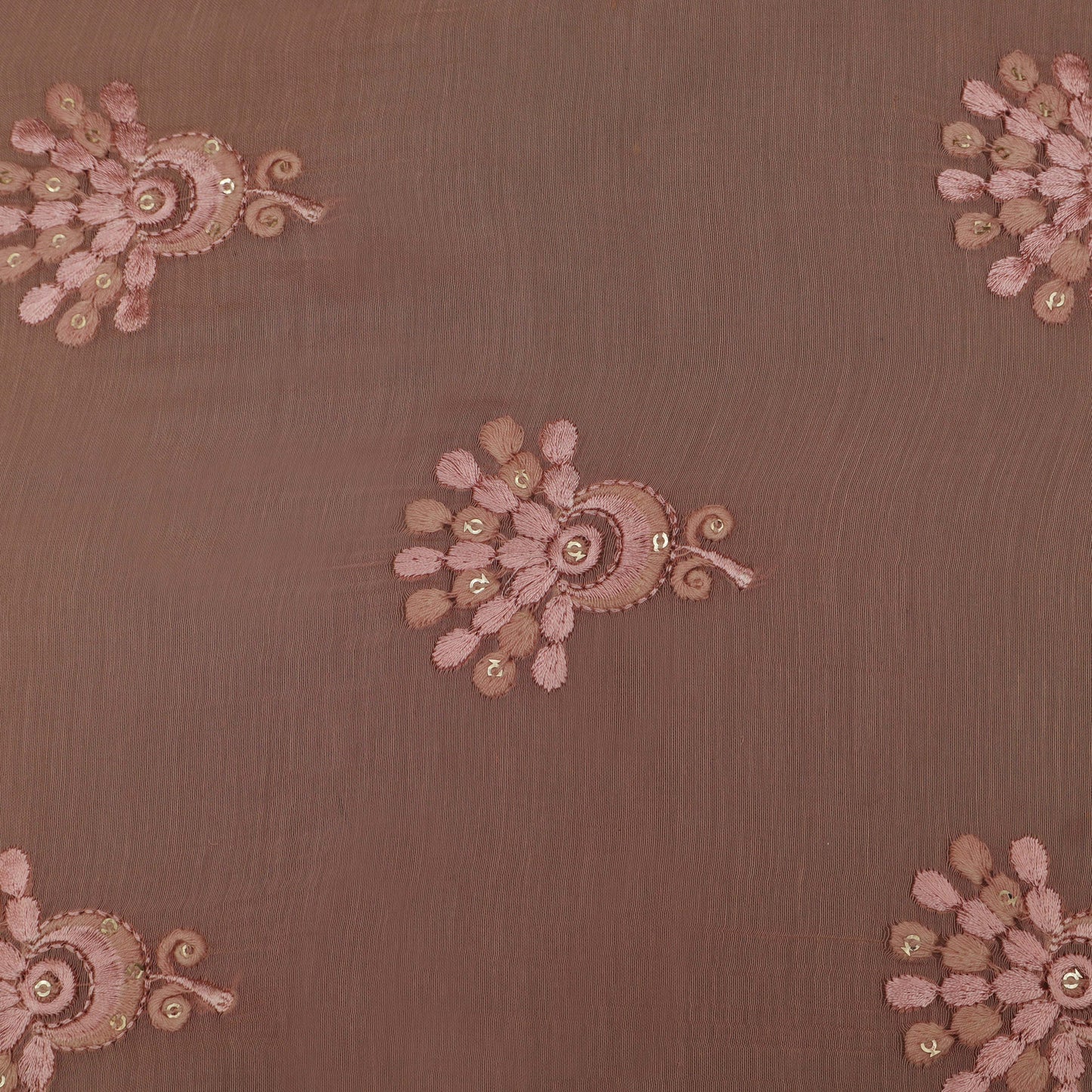 Pink Color Chanderi Embroidery Fabric