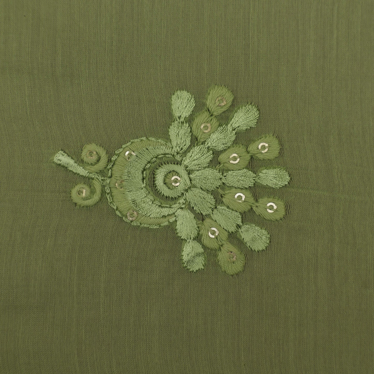 Pista Green Color Chanderi Embroidery Fabric