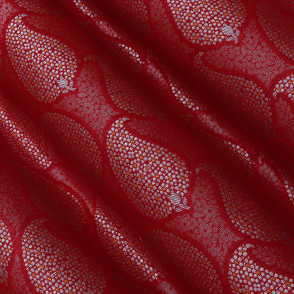 Red Color Katan Meena  Brocade Fabric