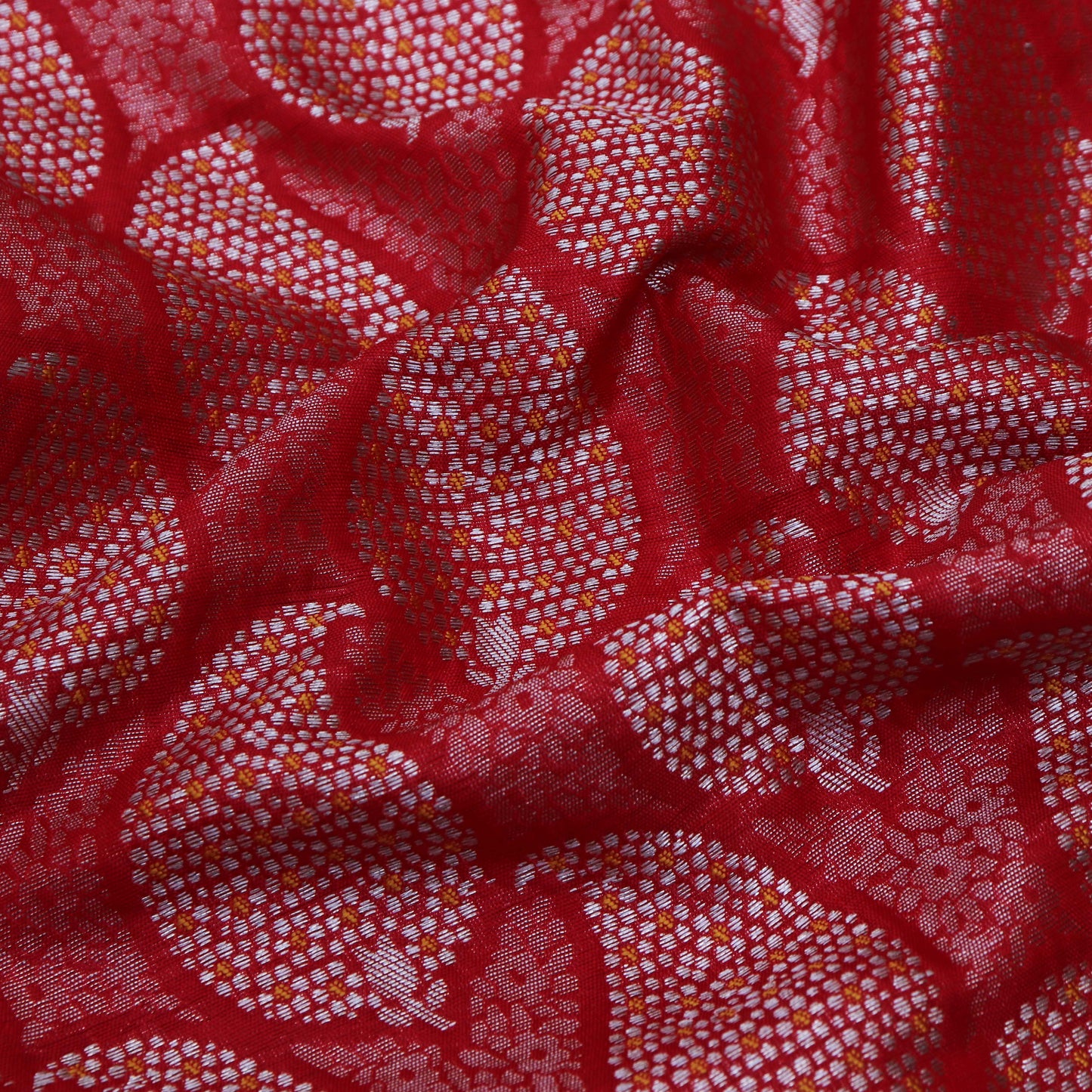 Red Color Katan Meena  Brocade Fabric