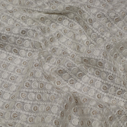 White Color Nokia Silk Embroidery Fabric