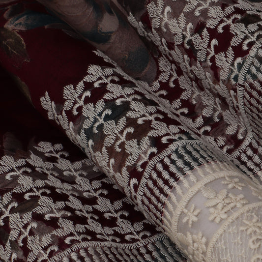 Multi-Colored Chanderi Print Embroidery Fabric