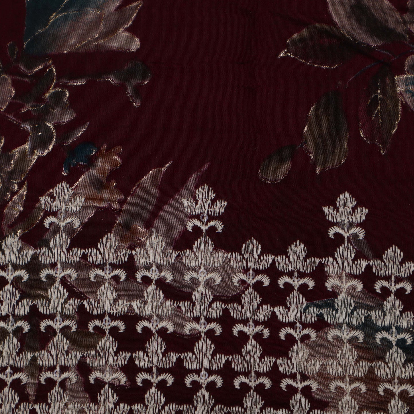 Multi-Colored Chanderi Print Embroidery Fabric