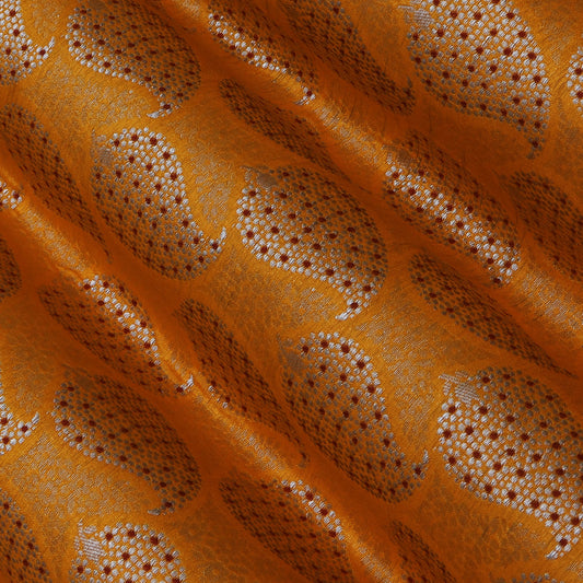 Mustard Color Katan Meena  Brocade Fabric