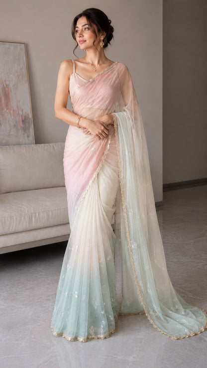 Satin Organza Embroidery Fabric
