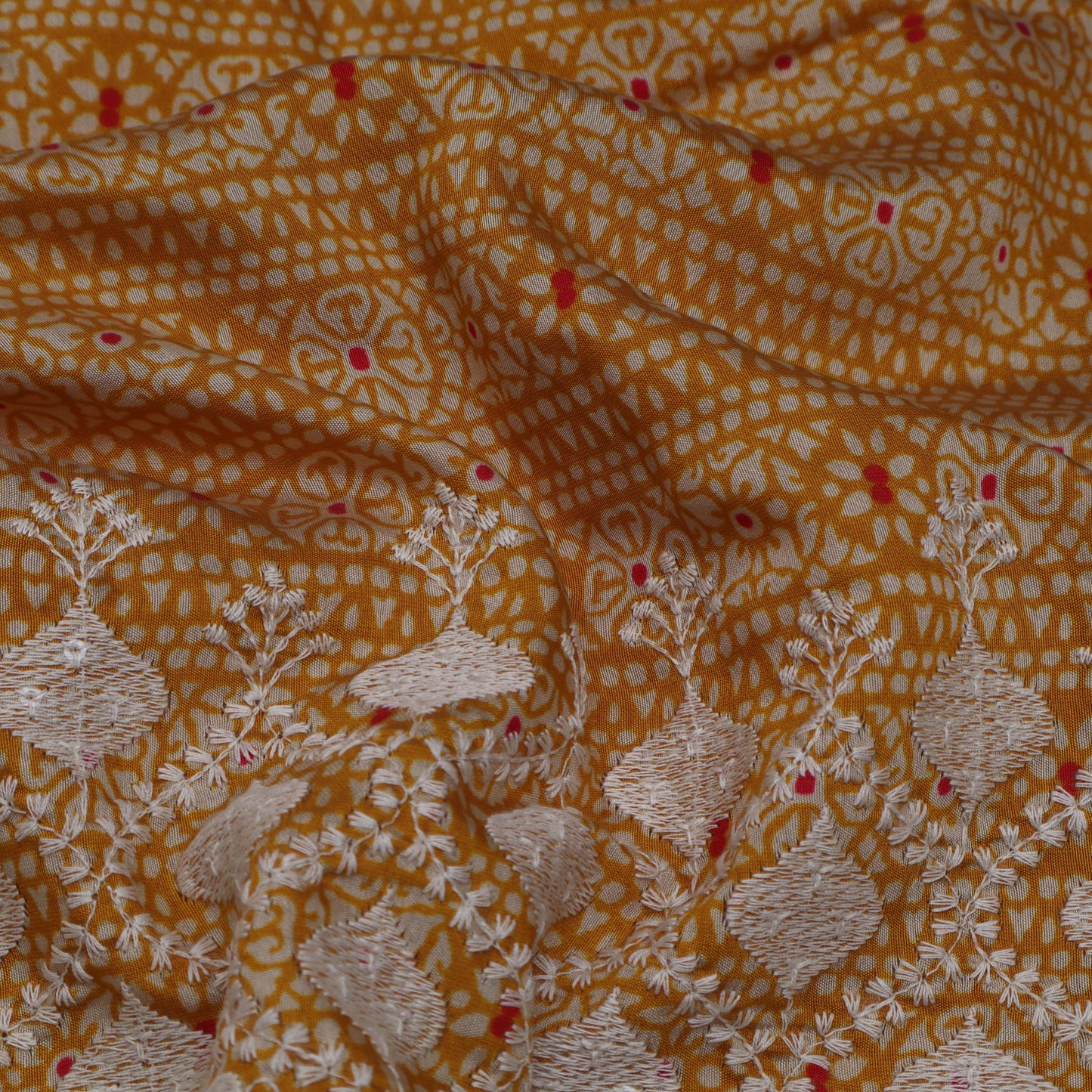 Multi-Colored Chanderi Print Embroidery Fabric