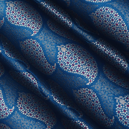 Blue Color Katan Meena  Brocade Fabric