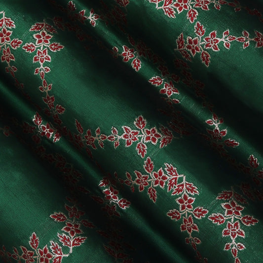 Green Color Katan Meena  Brocade Fabric