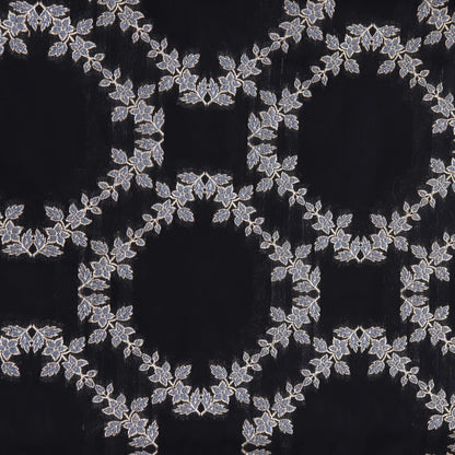 Black Color Katan Meena  Brocade Fabric