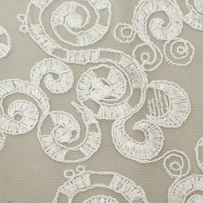 White Color Net Embroidery Fabric