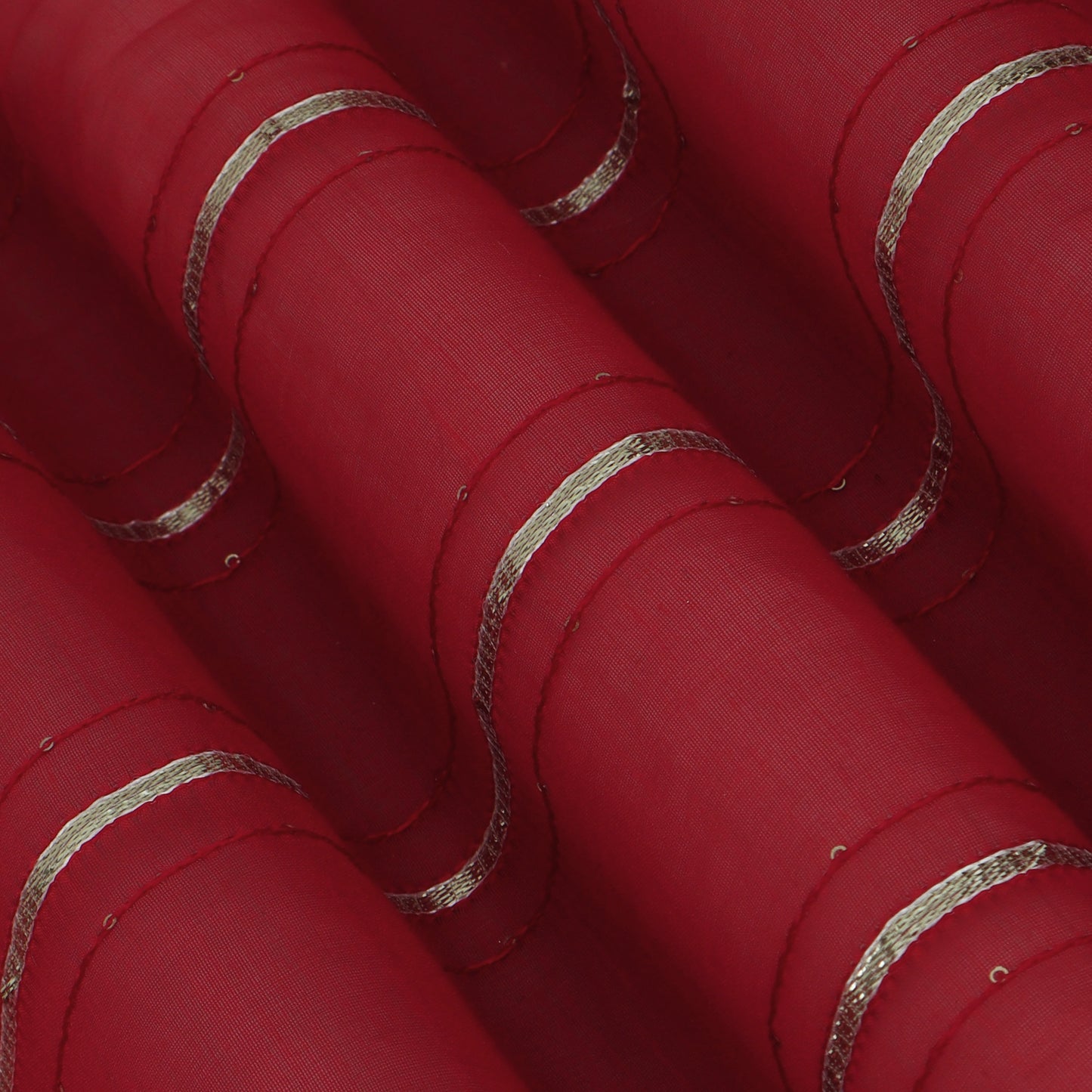 Maroon Color Chanderi Stripe Fabric