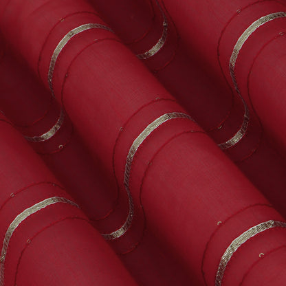 Maroon Color Chanderi Stripe Fabric