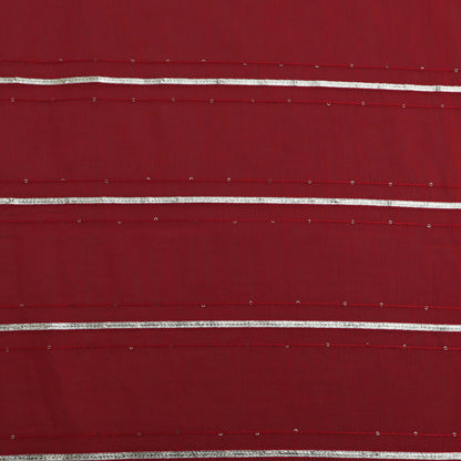 Maroon Color Chanderi Stripe Fabric