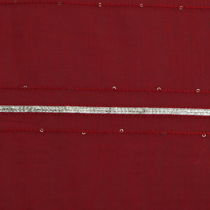 Maroon Color Chanderi Stripe Fabric