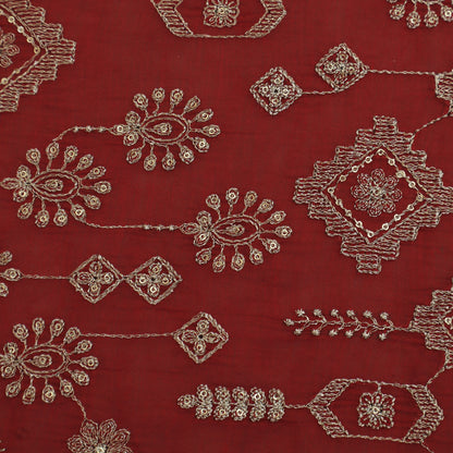 Red Color Chanderi Stripe Fabric