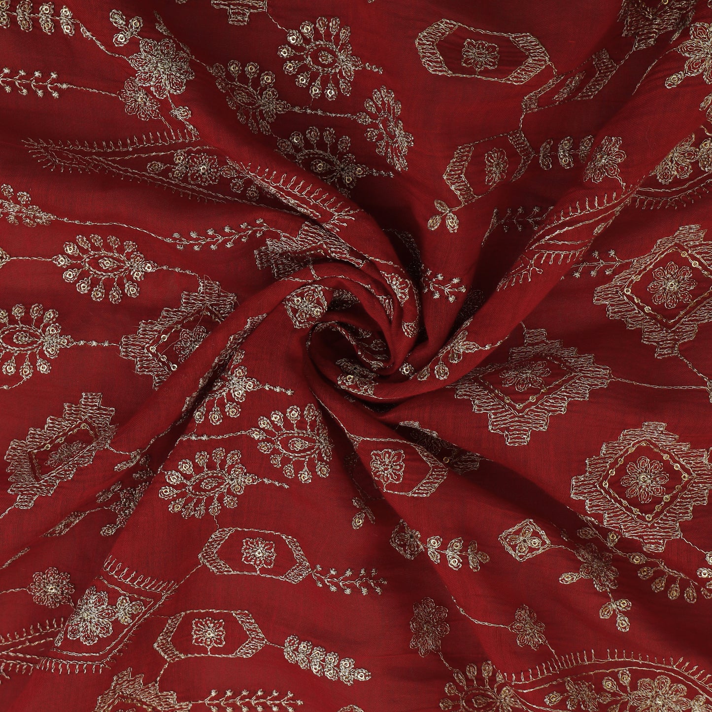 Red Color Chanderi Stripe Fabric