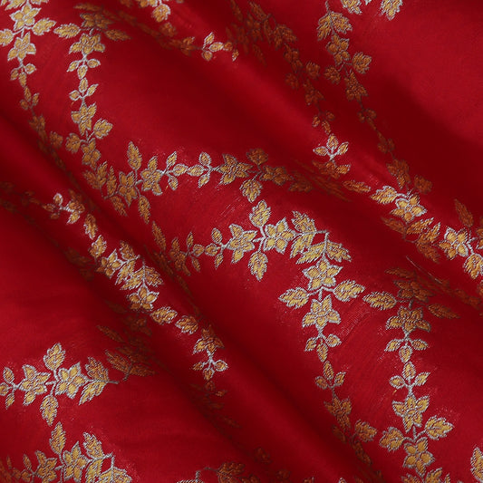 Red Color Katan Meena  Brocade Fabric