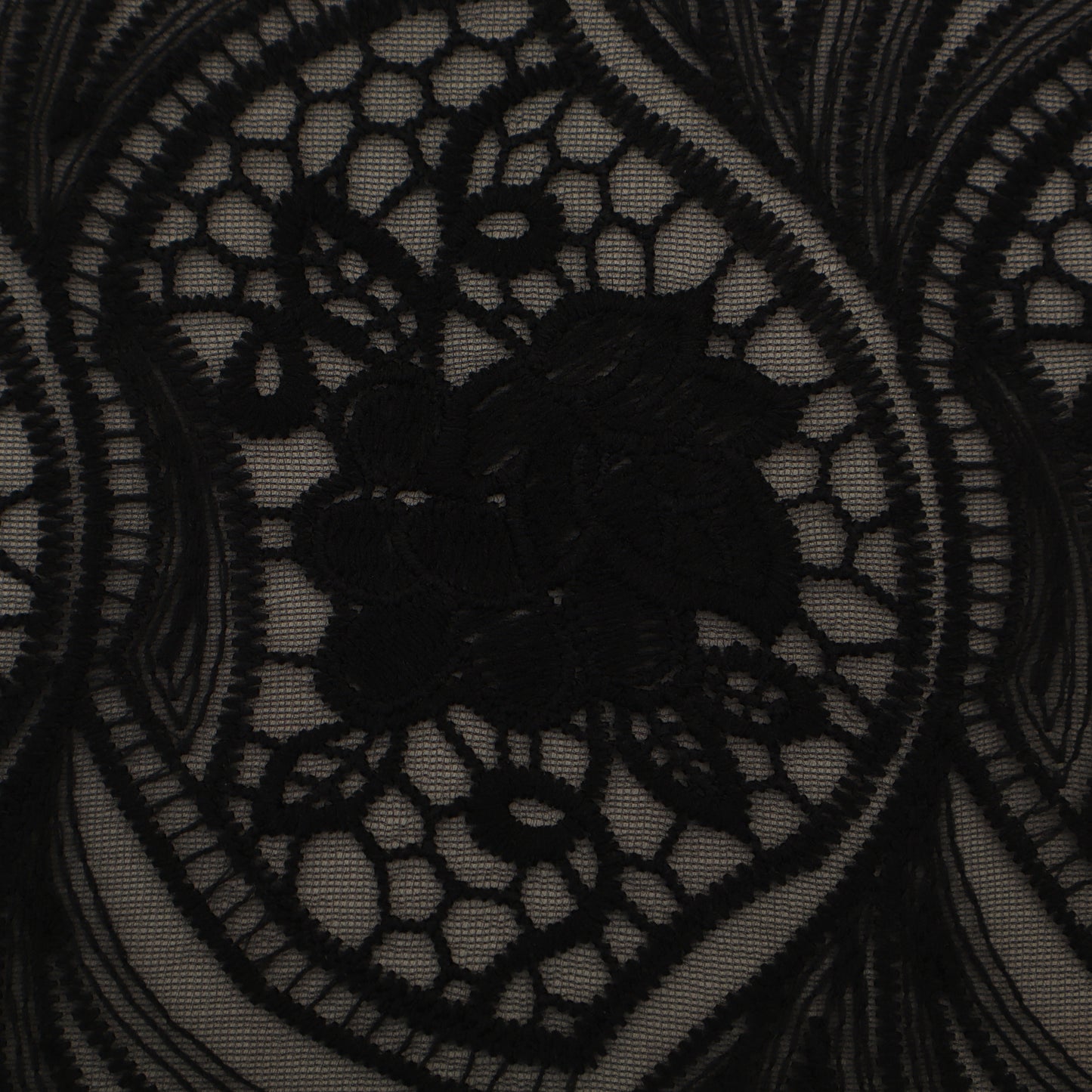 Black Color Net Embroidery Fabric