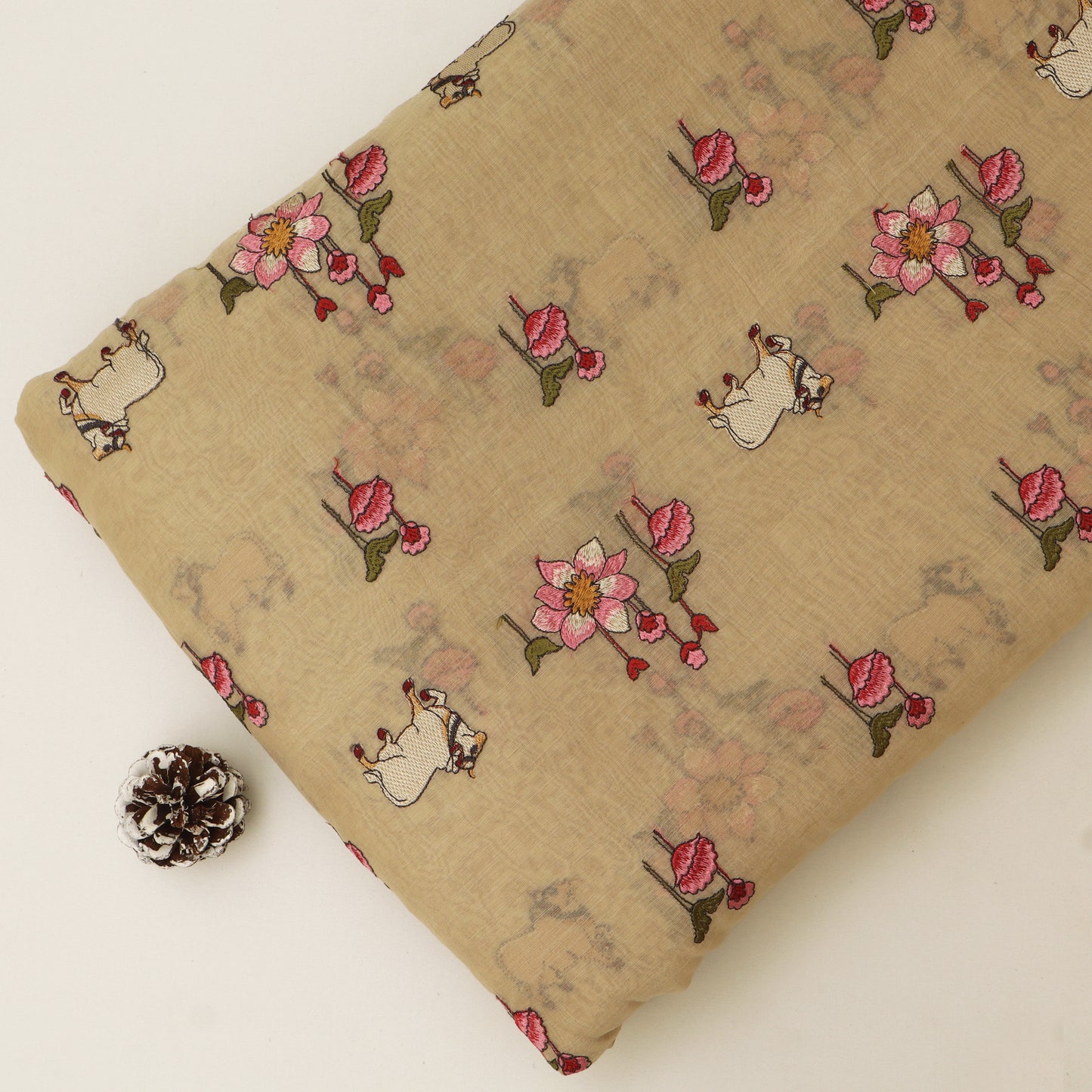 Chanderi Embroidery Fabric