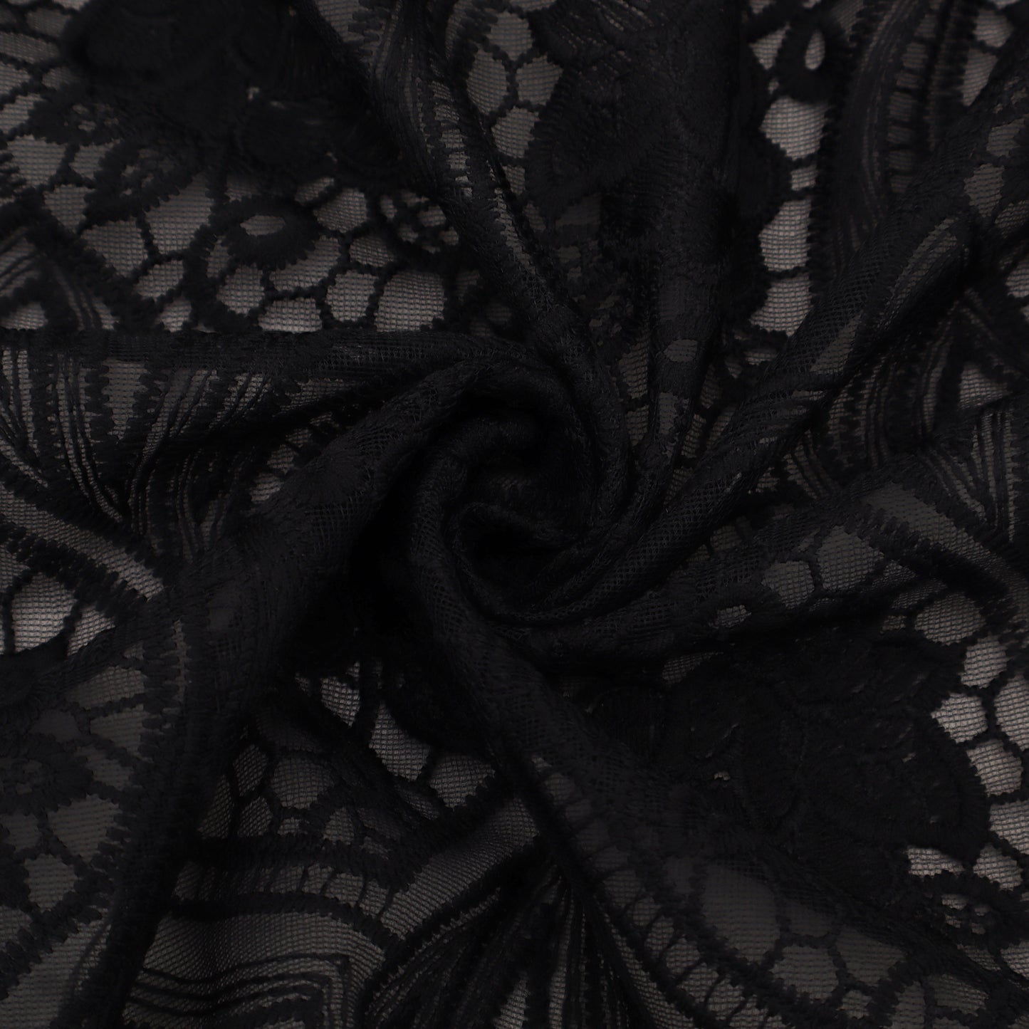 Black Color Net Embroidery Fabric