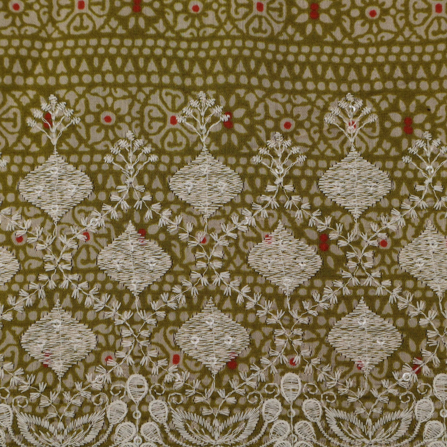 Multi-Colored Chanderi Print Embroidery Fabric