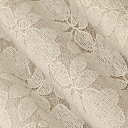 Off White Color Net Embroidery Fabric