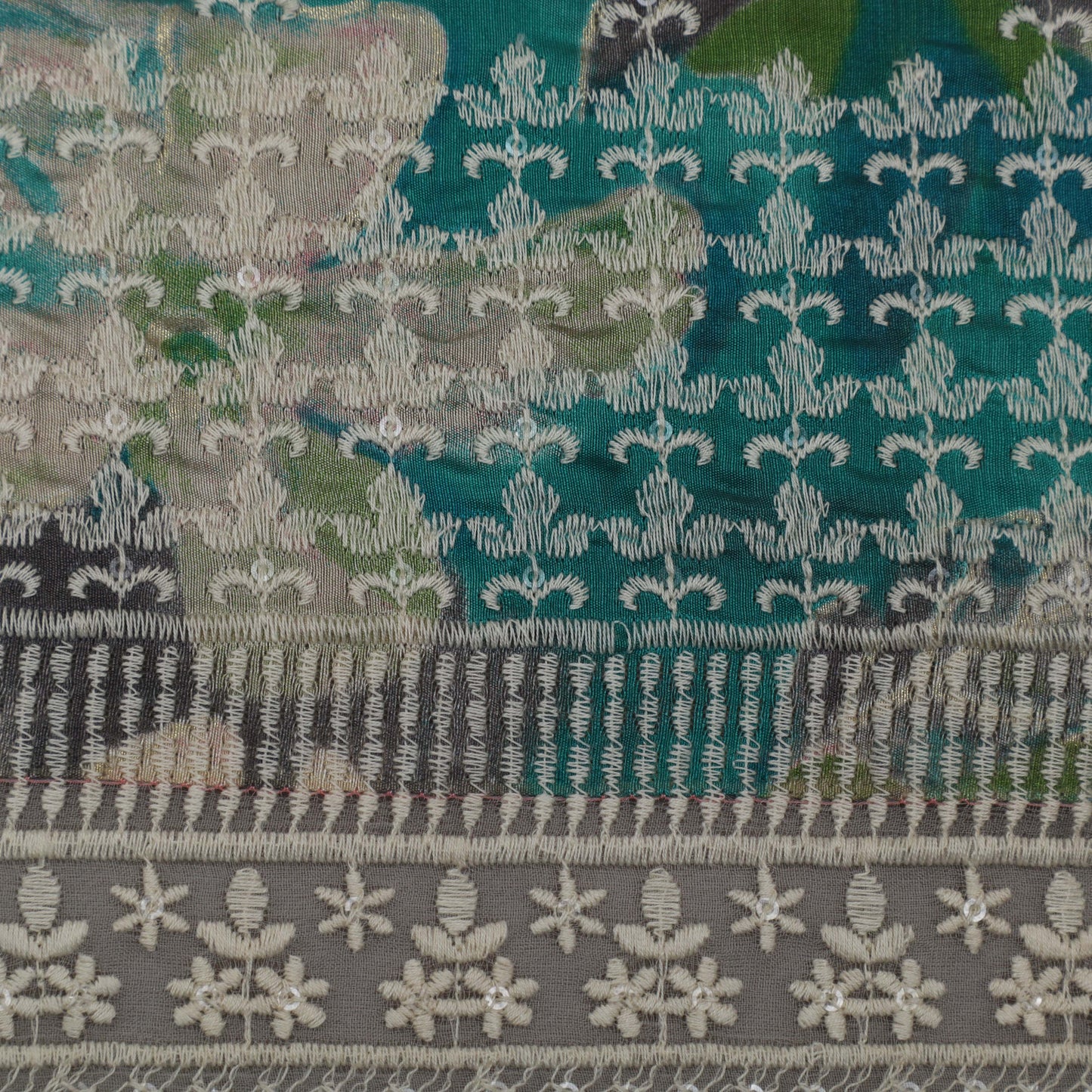 Multi-Colored Chanderi Print Embroidery Fabric