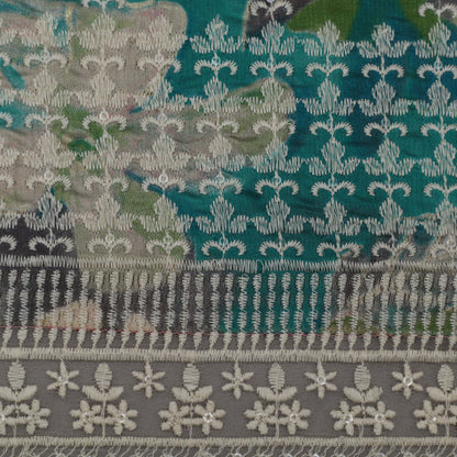 Multi-Colored Chanderi Print Embroidery Fabric